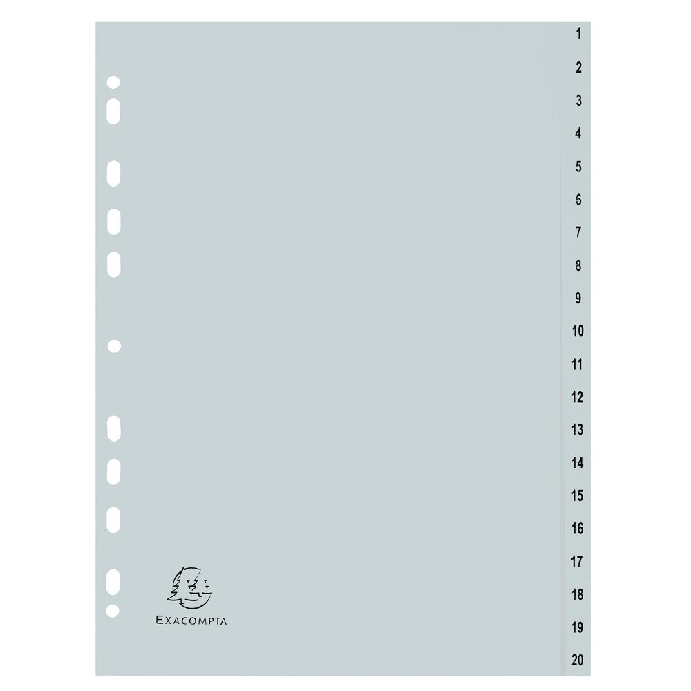 Exacompta Register aus PP weiß mit Zahlenaufdruck 20-teilig, für DIN A4
