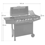thumbnail of TAINO BASIC 6+1 Gasgrill BBQ GRILLWAGEN 4 Edelstahl Brenner Seitenkocher TÜV Grill