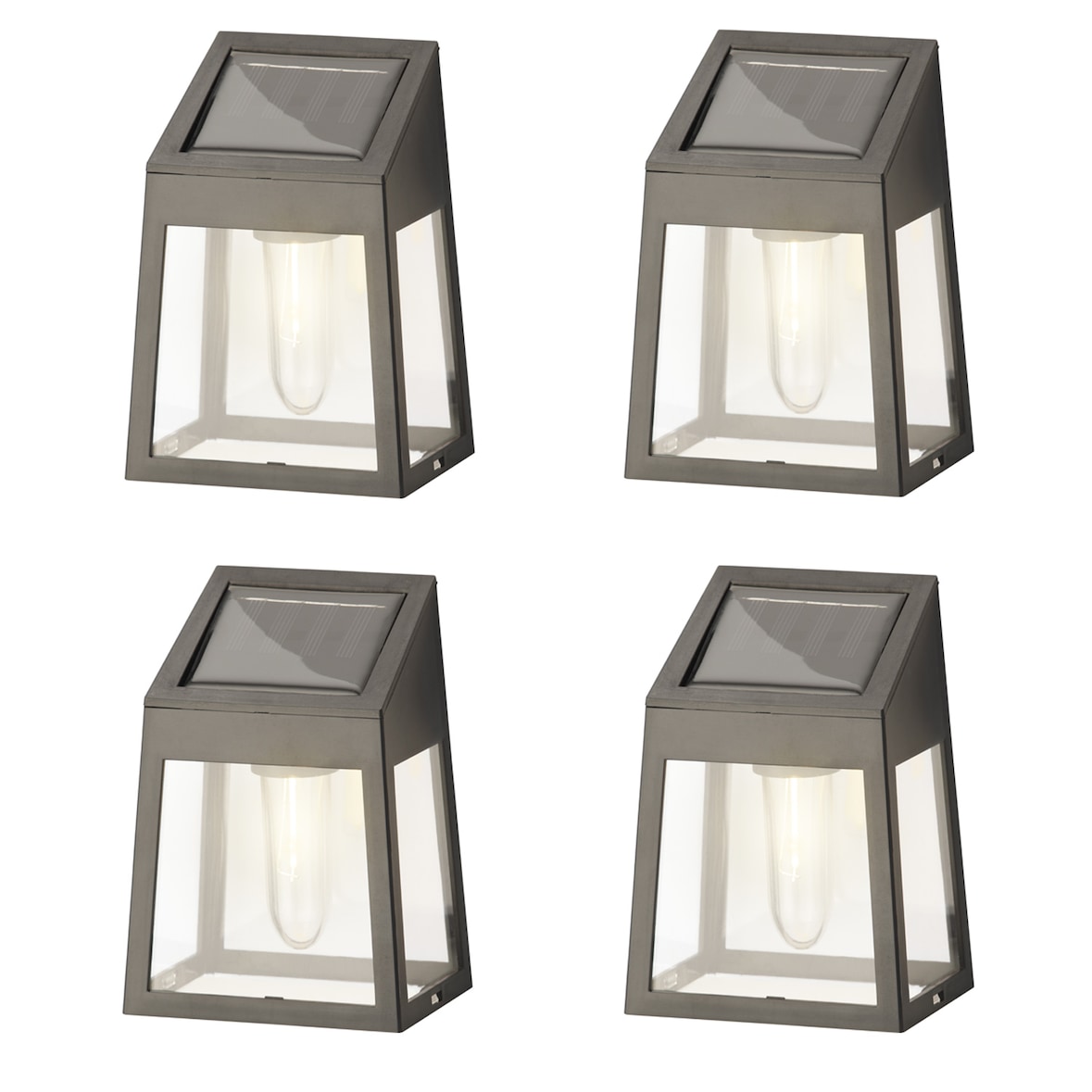 Conjunto de 4 apliques solares LED com filamento LED.