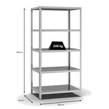 thumbnail of PROREGAL Fachbodenregal Schraubsystem | Grundregal | HxBxT 200x100x60cm | 5 Ebenen | Fachlast 200 kg | Beidseitig nutzbar | Verzinkt