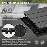 thumbnail of ECD Germany – WPC Terrassenfliesen – 30x30 cm 44 Stk.=4m² Anthrazit | geriffelt, Holzoptik, Klicksystem mit Drainage
