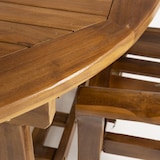 thumbnail of Conjunto de exterior. Mesa redonda extensível de 120/180 cm e 4 poltronas empilháveis de madeira de teca de grau A
