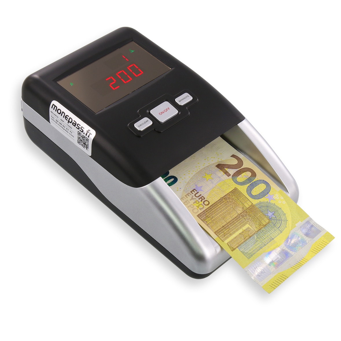 Monepass Détecteur de Faux Billets Automatique - Secteur + Batterie -
