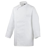 thumbnail of 215 - Kochjacke langarm, mit Druckknöpfen, Fb. weiss, Paspel schwarz : schwarz 100% Baumwolle 230 g/m² (15) L