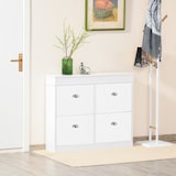 thumbnail of Mueble Zapatero de 4 Puertas Zapatero Estrecho con Estantes Ajustables y Extraíbles Capacidad de 16 Pares para Pasillo Entrada 98x24x83 cm Blanco