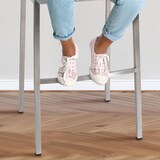 thumbnail of Taburete de Bar Damaso Tela con Base de Cuatro Patas Blanco/Acero inoxidable