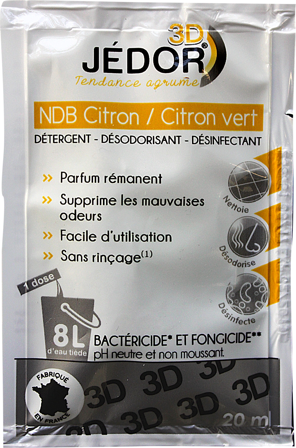 Reinigungsmittel Jedor 3D Zitrone Dosette 20 ml x 250 - Lebensmittelkontakt - Hydrachim