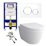 thumbnail of Alpenberger Wand WC mit Bidet Funktion Spülrandlos | WC Komplettset mit Geberit Spülkasten, Betätigungsplatte und Bausatz | Vorwandelement WC Set Bad