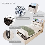 thumbnail of Polsterbett 90x200 cm für mit Stauraum, LED-Beleuchtung und USB-Anschlüssen – modernes Design in Beige