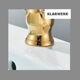 thumbnail of ADRIAN | Design Edelstahl Badarmatur  in Schwan Optik | Gold glänzend luxuriöse Waschtischarmatur Hotel Gastronomie | Mischbatterie Bad 2 Anschlüsse