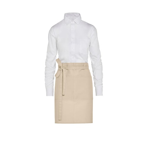 BRUSSELS - Short Recycled Bistro Apron with Pocket: One Size / Natural