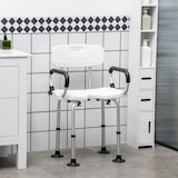thumbnail of Silla ducha personas mayores silla para ducha taburete de ducha antideslizante con altura ajustable y apoyabrazos regulable carga 136 kg