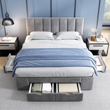 thumbnail of Polsterbet 140x200 mit 4 Schubladen Samtbett mit Storage höhenverstellbarem Kopfteil ,Klassisches Polsterbett