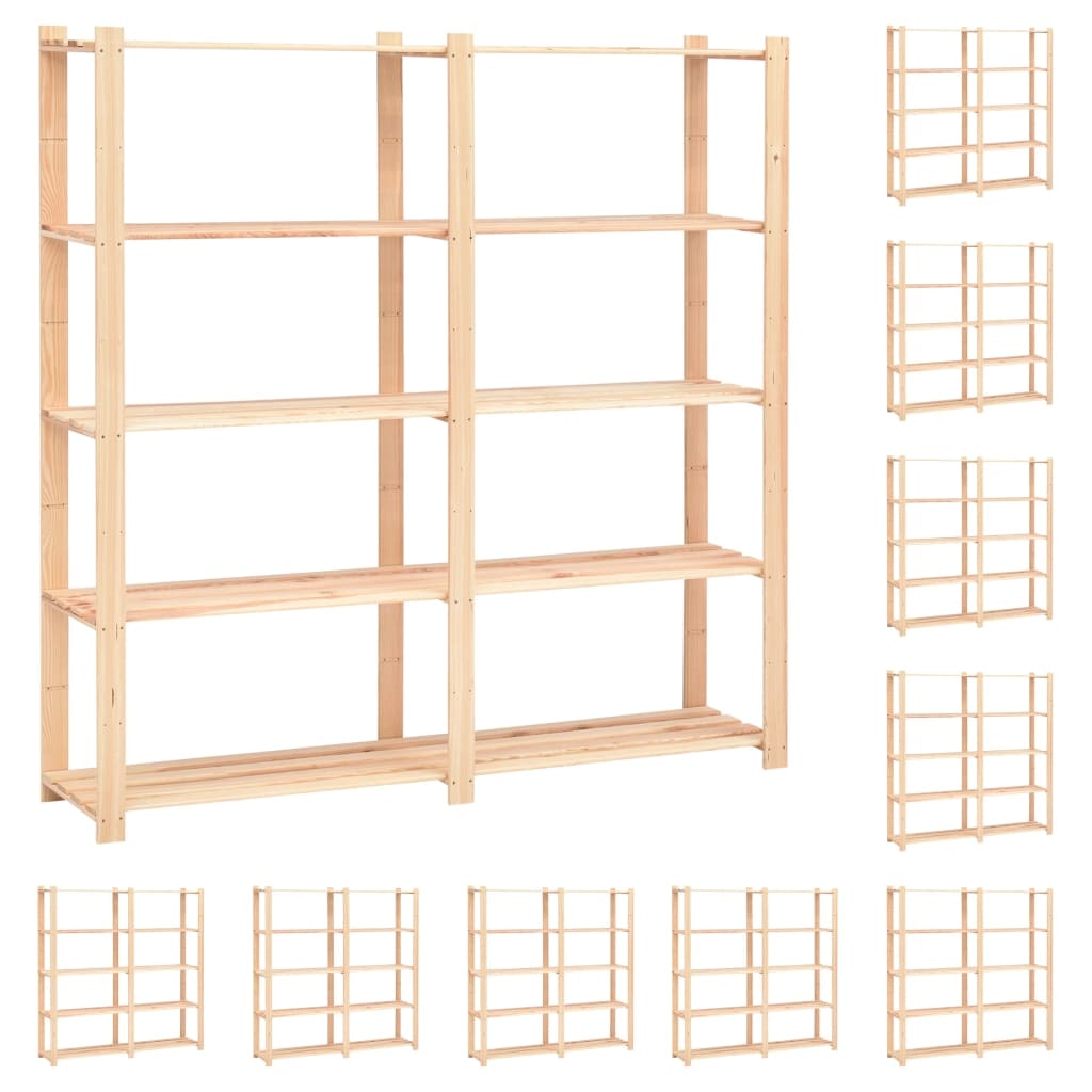 Helloshop26 - Scaffale portaoggetti a 5 ripiani 10 pezzi 170 x 38 x 170 cm pino 500 kg beige 02_0045728