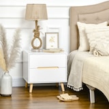 thumbnail of HOMCOM mesita de noche con 2 cajones y patas de madera mesilla de noche para dormitorio salón cama oficina estilo moderno 50x40x50,5 cm blanco