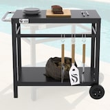 thumbnail of Carrello Portavivande di Servizio con Ruote 2 Ripiani, 3 Ganci Portautensili, per Casa e Giardino Esterno, per BBQ