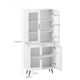 thumbnail of COSTWAY Armario alto de cocina, 178,5 cm, estantería de cocina con 4 puertas transparentes y estante ajustable (blanco)