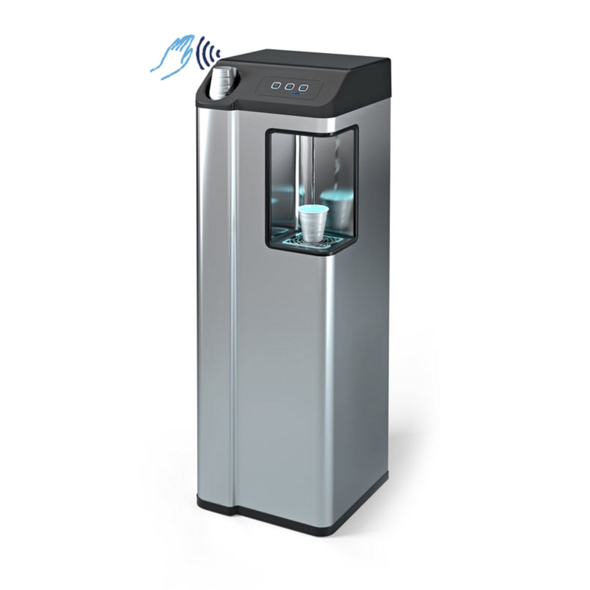 Fuente de agua con banco de hielo, mandos sin contacto