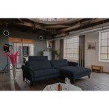 thumbnail of KAWOLA Sofa MALTA Ecksofa Stoff schwarz mit Kopfstütze Recamiere rechts