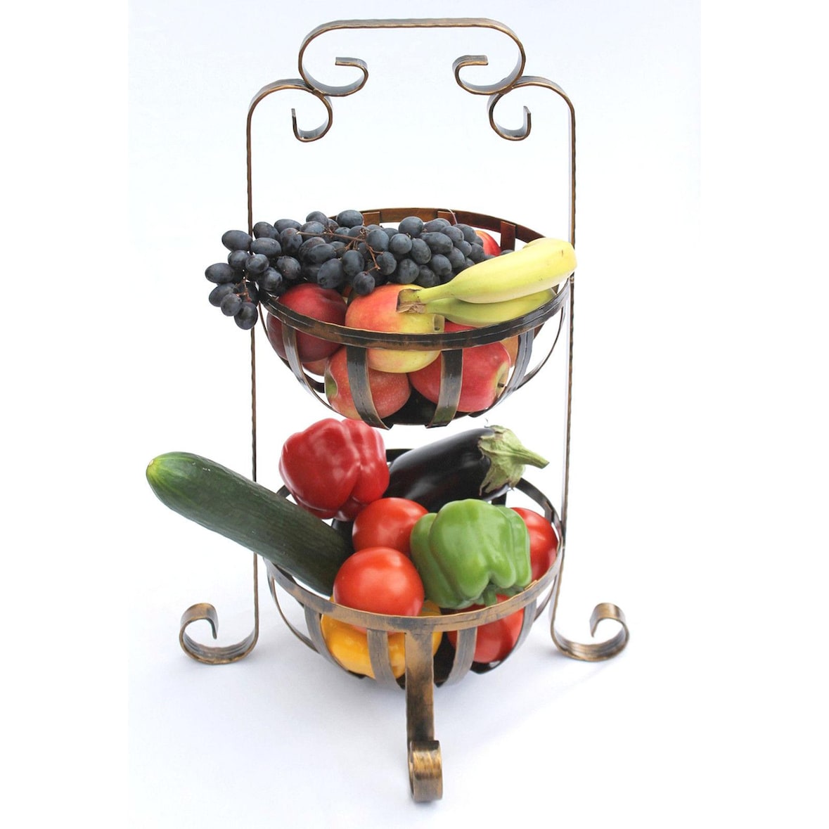 Etagere Obstkorb 10-320 Gemüsekorb 62 cm Küchenregal mit 2 Körbe Obstschale Korb