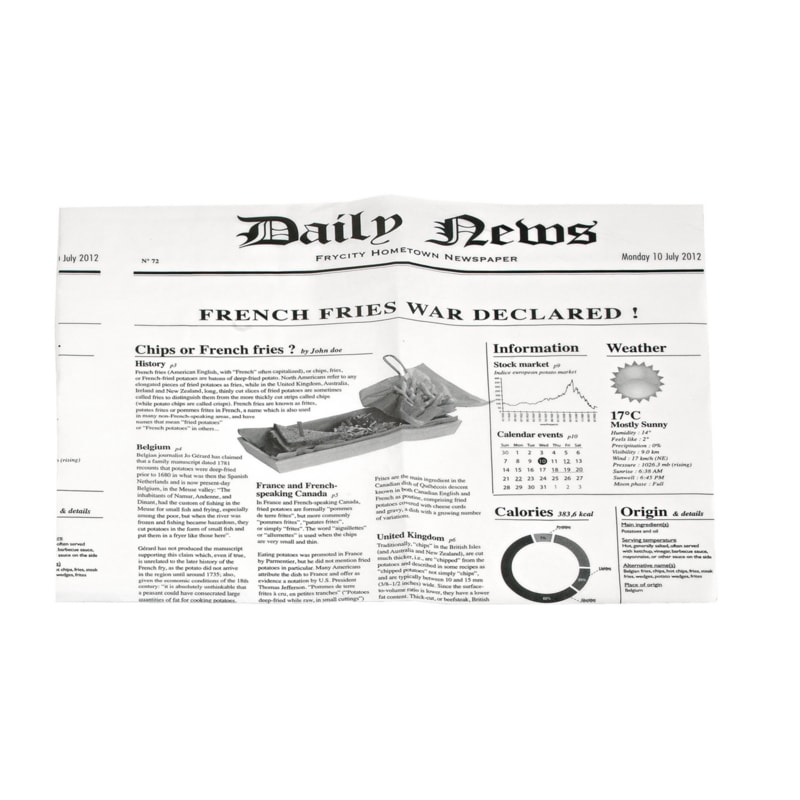 PACKNWOOD - 1 000u - Papel antigrasa diseño periódico 270x350mm - 2CHPAPNEWSBL