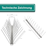thumbnail of PRIOstahl Taubenabwehr Vogelschreck 4-reihig 5 Meter (10 x 0,50cm Spikes) Vogelabwehr aus Edelstahl