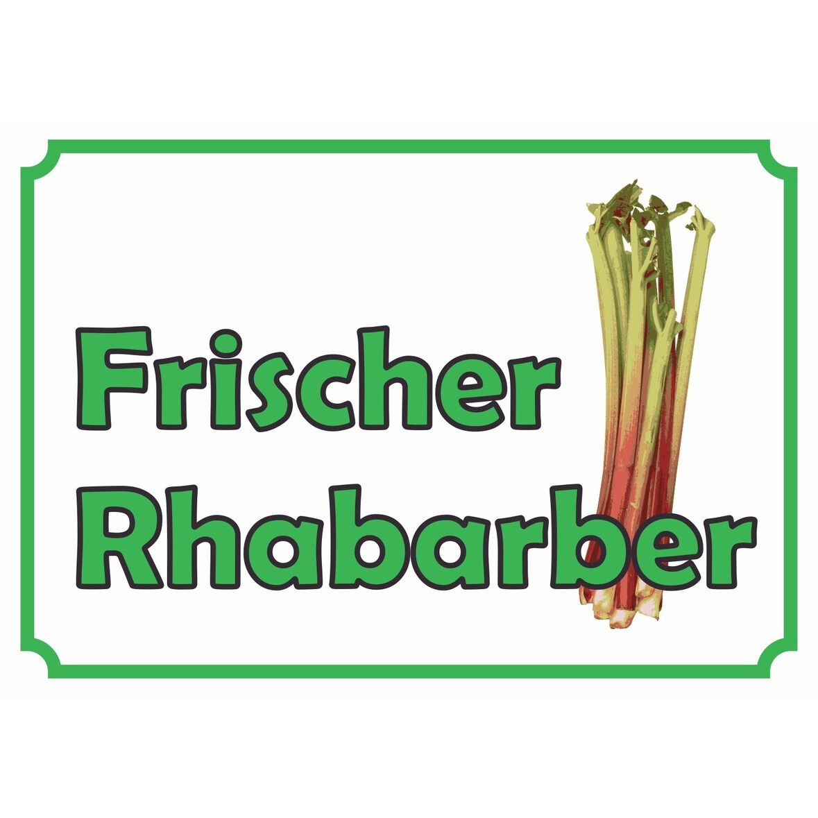 Frischer Rhabarber Verkaufsschild  Hofladen Verkaufsförderung A1 Rückseite selbstklebend