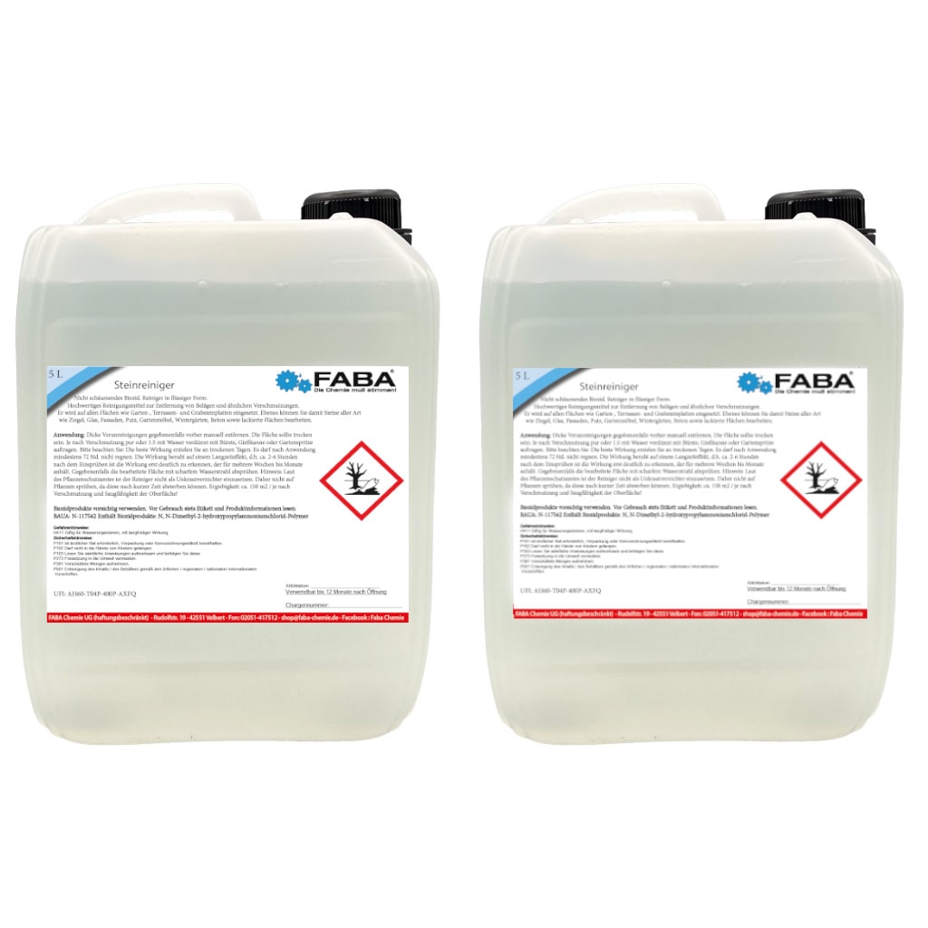 FABA Steinreiniger Konzentrat Wegreiniger für Terrasse und Pflaster 2 x 5 L