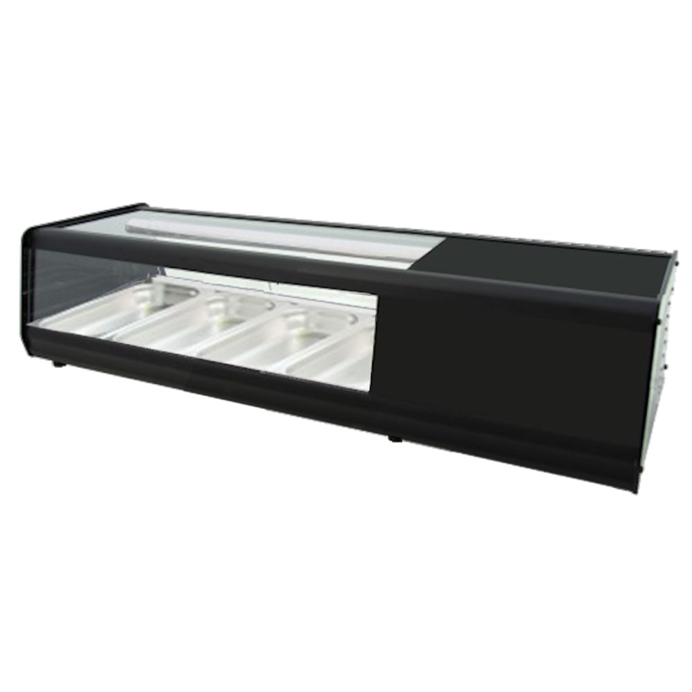 Gekühlte tapas-vitrine mit 4 gn 1/3 flachglas - 1105x400x300 mm - 160 W 230/1V - 13R48114 Eurast