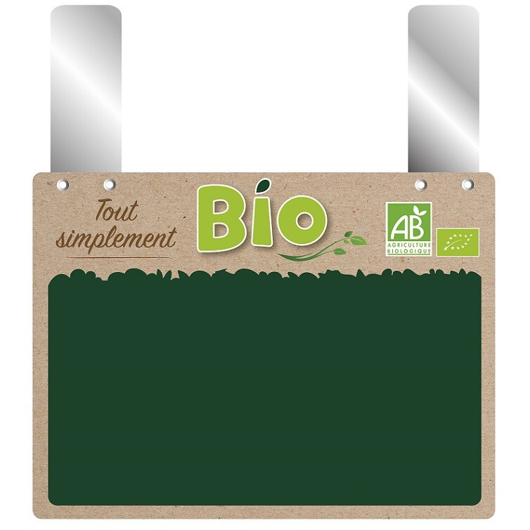 BEQUET Etiquette sans roulette grandes pattes 'SIMPLEMENT BIO' neutre vert 15x11cm x10