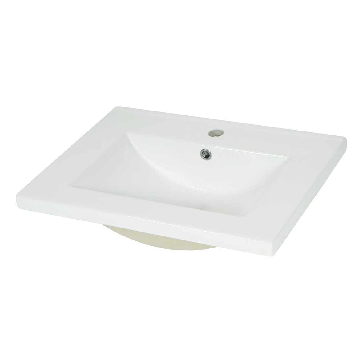 Waschbecken HWC-D16, Waschtisch Handwaschbecken Badezimmer Bad, Keramik eckig weiß ~ 61cm 30mm Kante