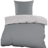 thumbnail of 2-tlg. Renforce Wende Bettwäsche 135x200 + 80x80 cm, 100% Baumwolle, grau silber, uni/einfarbig
