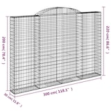thumbnail of vidaXL Gabionen mit Hochbogen 2 Stk. 300x30x200/220cm Verzinktes Eisen
