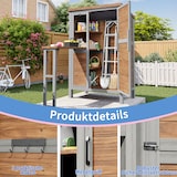 thumbnail of Merax Gartenschrank mit ausklappbarer Arbeitsplatte, Tannenholz, mit verstellbaren Regalböden, Haken & Sicherheitsverschluss, Naturholzfarbe