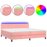 thumbnail of vidaXL Boxspringbett mit Matratze & LED Rosa 200x200 cm Samt