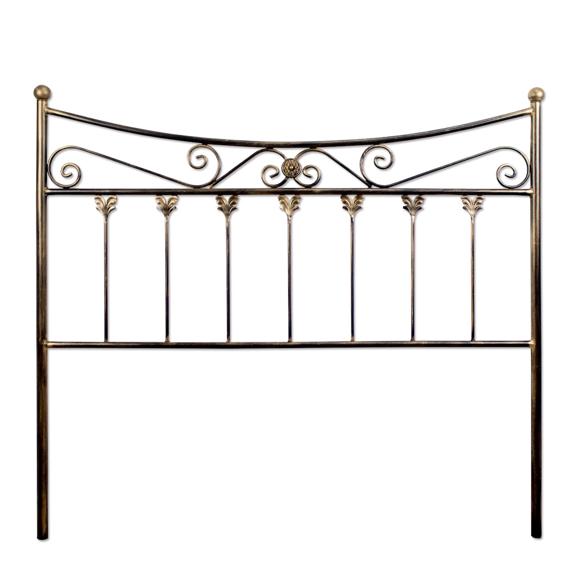 Cabecero de forja Córdoba, color Negro-Oro. Cabezal para cama de 135 cm, Cama 140 cm x 125