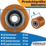 thumbnail of 4 Stück Hubwagenrollen Polyurethan 82 x 70 mm, Achse 20 mm inkl. Kugellager - Ersatzrollen