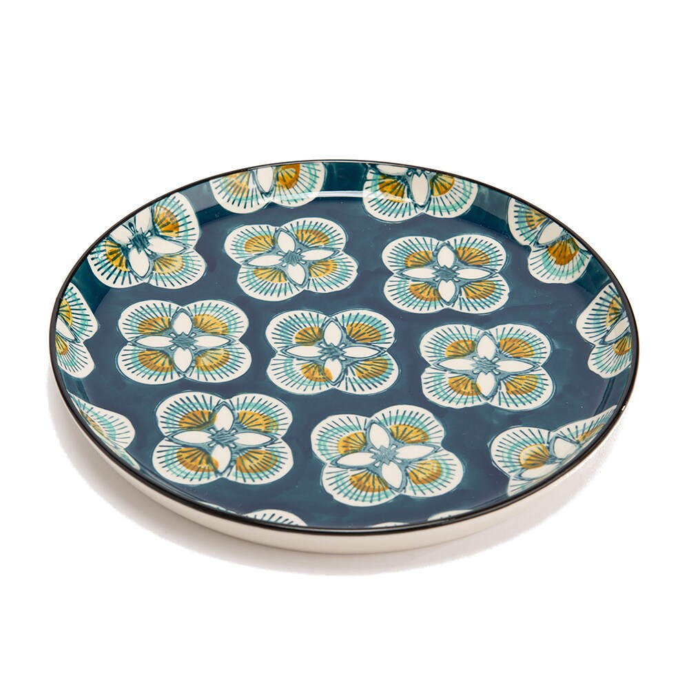 Assiette plate Imany bleu 26 cm x6 -  Décoré Rond Grès Amadeus 26x26 cm