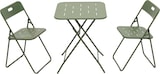 thumbnail of Merax Bistro Set klappbar 3-teilig Outdoor Stahl wetterfest 2 Stühle + Tisch Balkonmöbel Terrasse Gastronomie, Grün