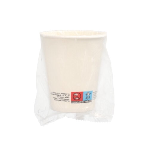 500 Trinkbecher, Pappe 0,2 l Ø 8 cm · 9,2 cm weiss einzeln gehüllt
