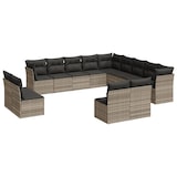thumbnail of vidaXL 13-tlg. Garten-Sofagarnitur mit Kissen Hellgrau Poly Rattan