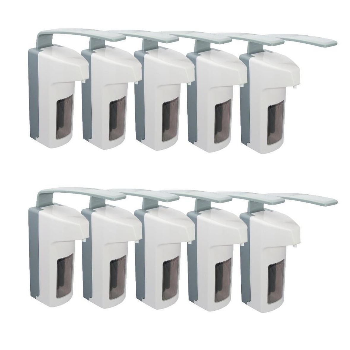 10 Seifenspender für 500 ml Flaschen - langer Armhebel - weiß - Desinfektionsmittelspender