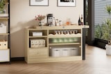 thumbnail of Klappbarer Esstisch Sideboard ausziehbar Schwarz+Holz 75x120x40 cm mit Stauraum, Schublade und Glasschiebetür, platzsparend und vielseitig