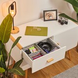 thumbnail of Relaxdays Aufbewahrungskorb 3er Set, Körbchen in 2 Größen, geflochten, Kunststoff, Metallrahmen, Badkörbchen, grau/weiß