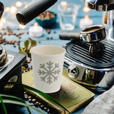 thumbnail of BIOZOYG 100 Stück Trinkbecher Einwegbecher, Pappbecher, 200ml / 8oz, Winterdesign mit Schneeflocken, doppelwandig für heiße Getränke, kompostierbar