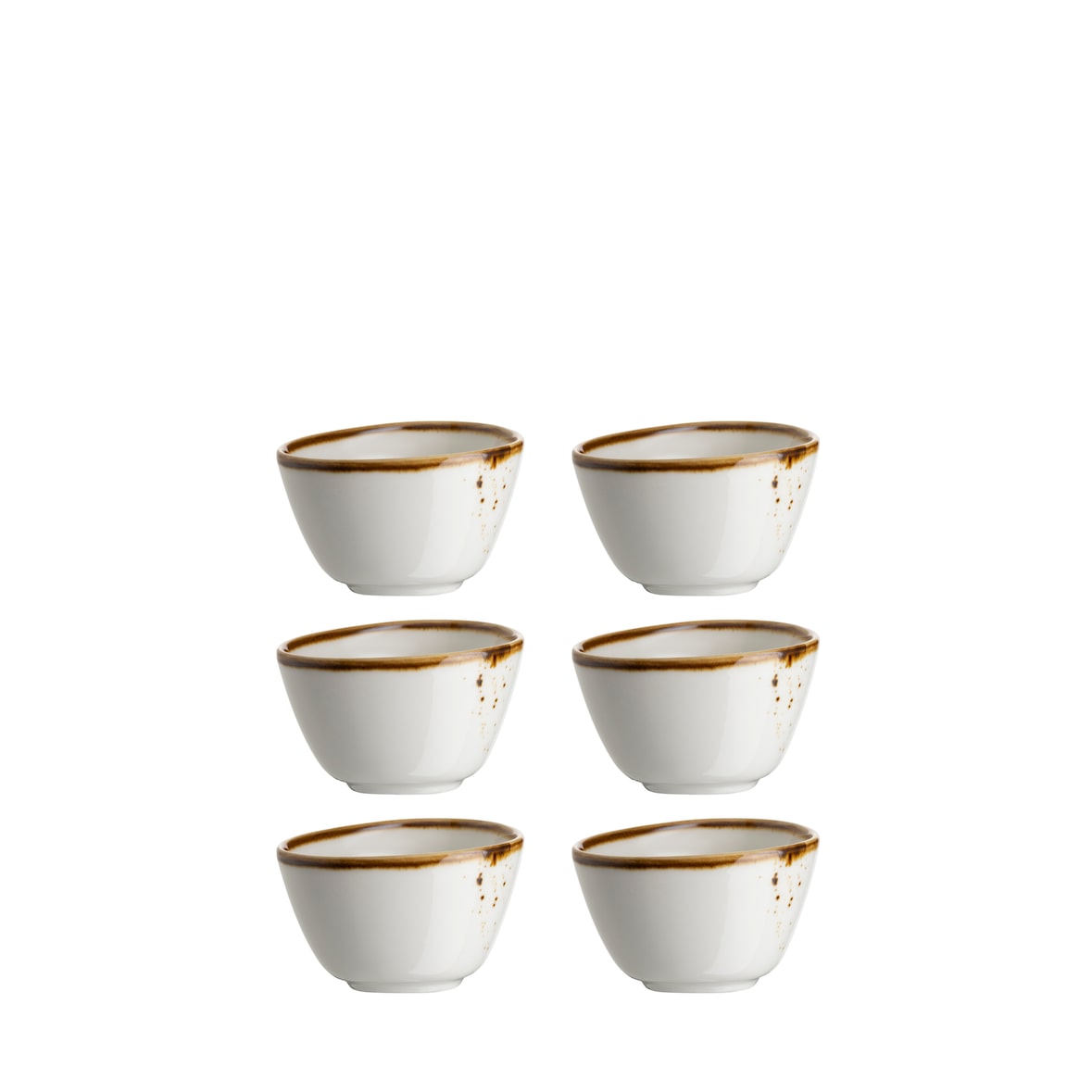 MÄSER Dipschale oval 7 x 6 cm Weiss mit braunem Rand 6er Set, PINTAR Brauner Rand, 594013