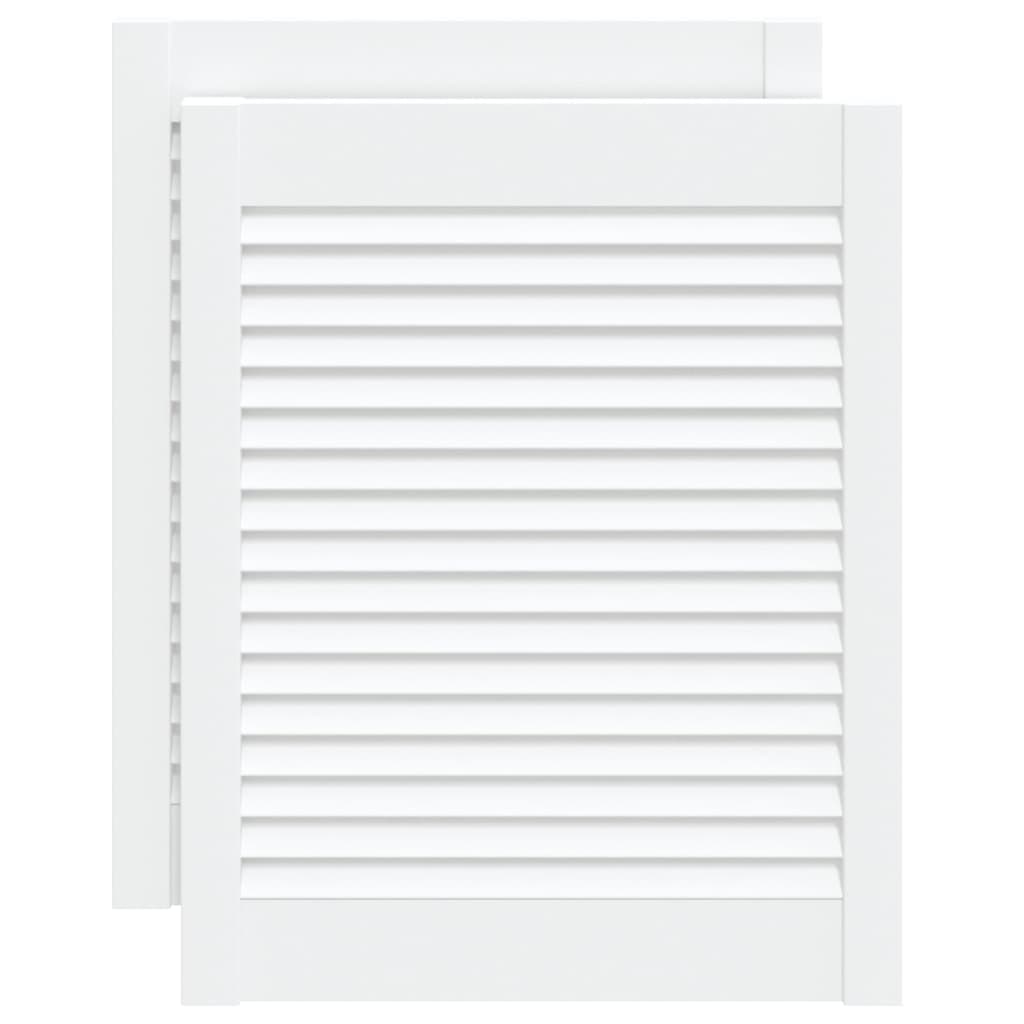 vidaXL Schranktüren Lamellen-Design 2 Stk Weiß 61,5x49,4 cm Massivholz