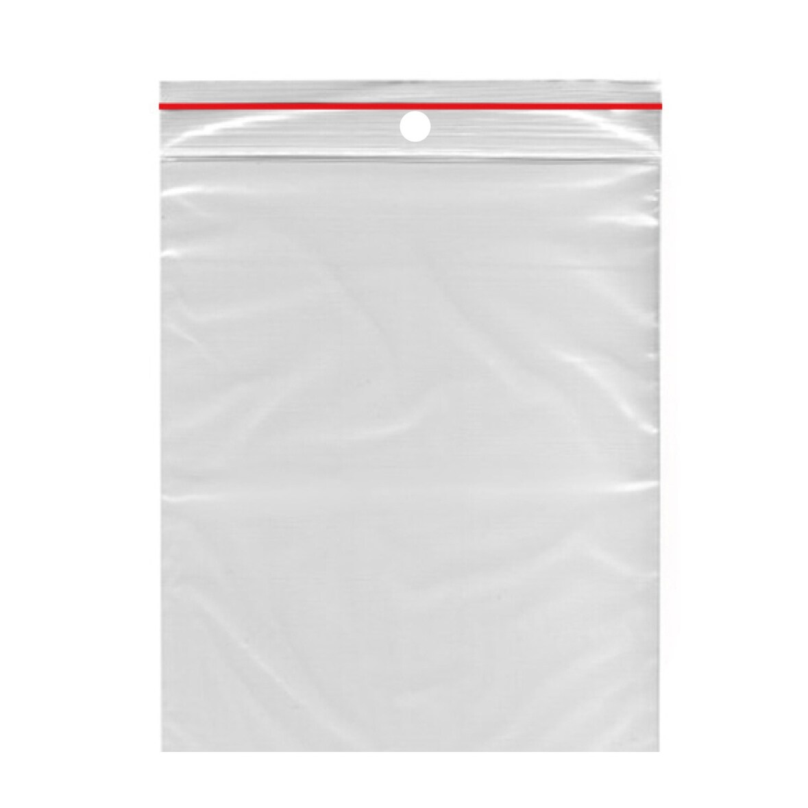 1000x Druckverschlussbeutel  70 x 100 mm mit Rundlochung Farbstreifen rot