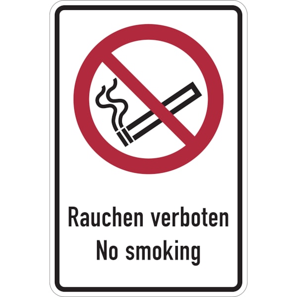 Verbotsschild, Kombischild, Rauchen verboten No smoking - ASR A1.3 (DIN EN ISO 7010) - 100x150 mm Folie selbstklebend