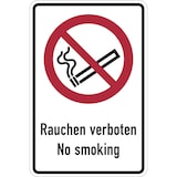 thumbnail of Verbotsschild, Kombischild, Rauchen verboten No smoking - ASR A1.3 (DIN EN ISO 7010) - 100x150 mm Folie selbstklebend